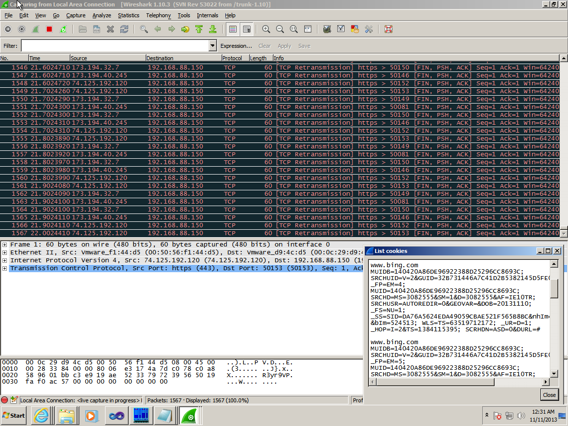 Работа нашего расширения в Wireshark
