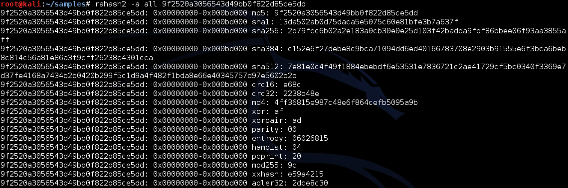 Подсчитанные хэши для вредоносной программы DarkComet