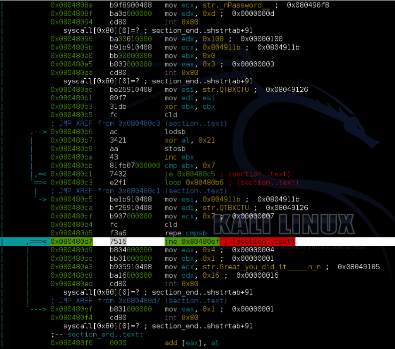 Функция, которая проверяет введеный код в crackme